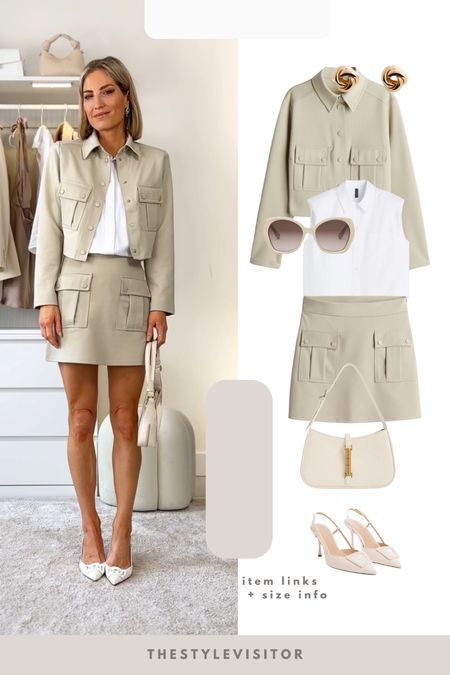 Holiday date outfit idea ⚡️ wearing xs in skirt, s in jacket, xs in shirt

Read the size guide/size reviews to pick the right size.

Leave a 🖤 to favorite this post and come back later to shop

Cargo skirt, mini skirt, a line skirt, sleeveless shirt, white shirt, cargo short jacket, spring jacket 

#LTKSeasonal #LTKstyletip #LTKeurope