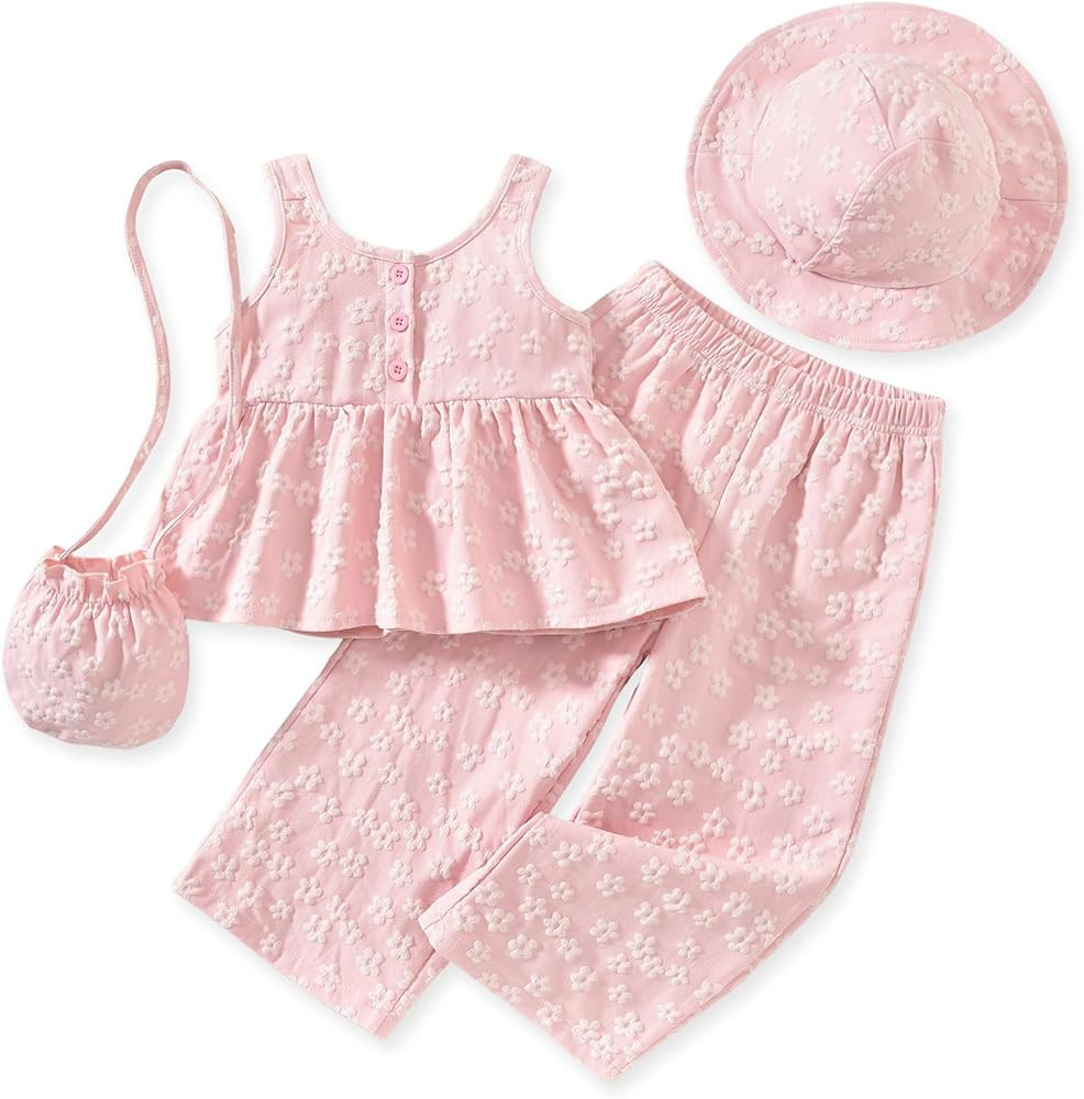HINTINA Infant Baby Toddler Girl Summer Outfits Sleeveless Camisole Top And Elastic Waist Pants S... | Amazon (US)