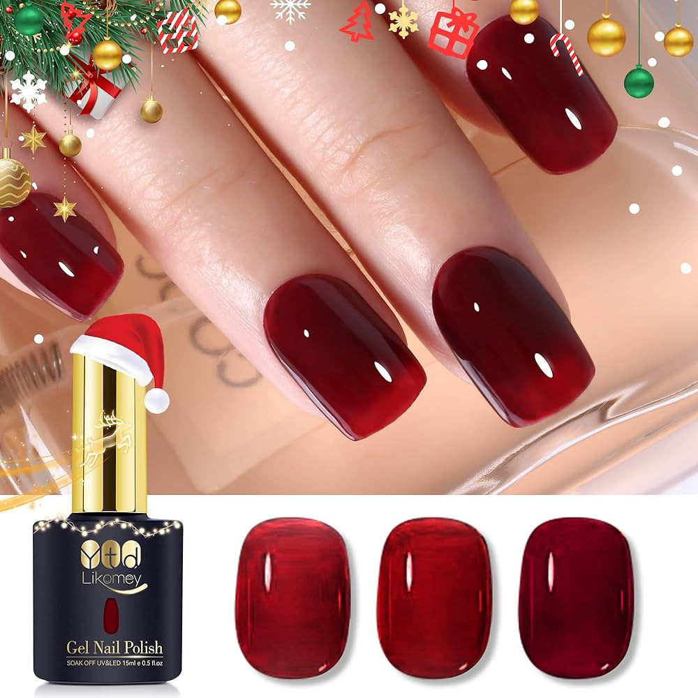 YTD Likomey Nude Gel Nail Polish,Berry Red 15ml Translucent Neutral Jelly Sheer Fall Winter Chris... | Amazon (US)
