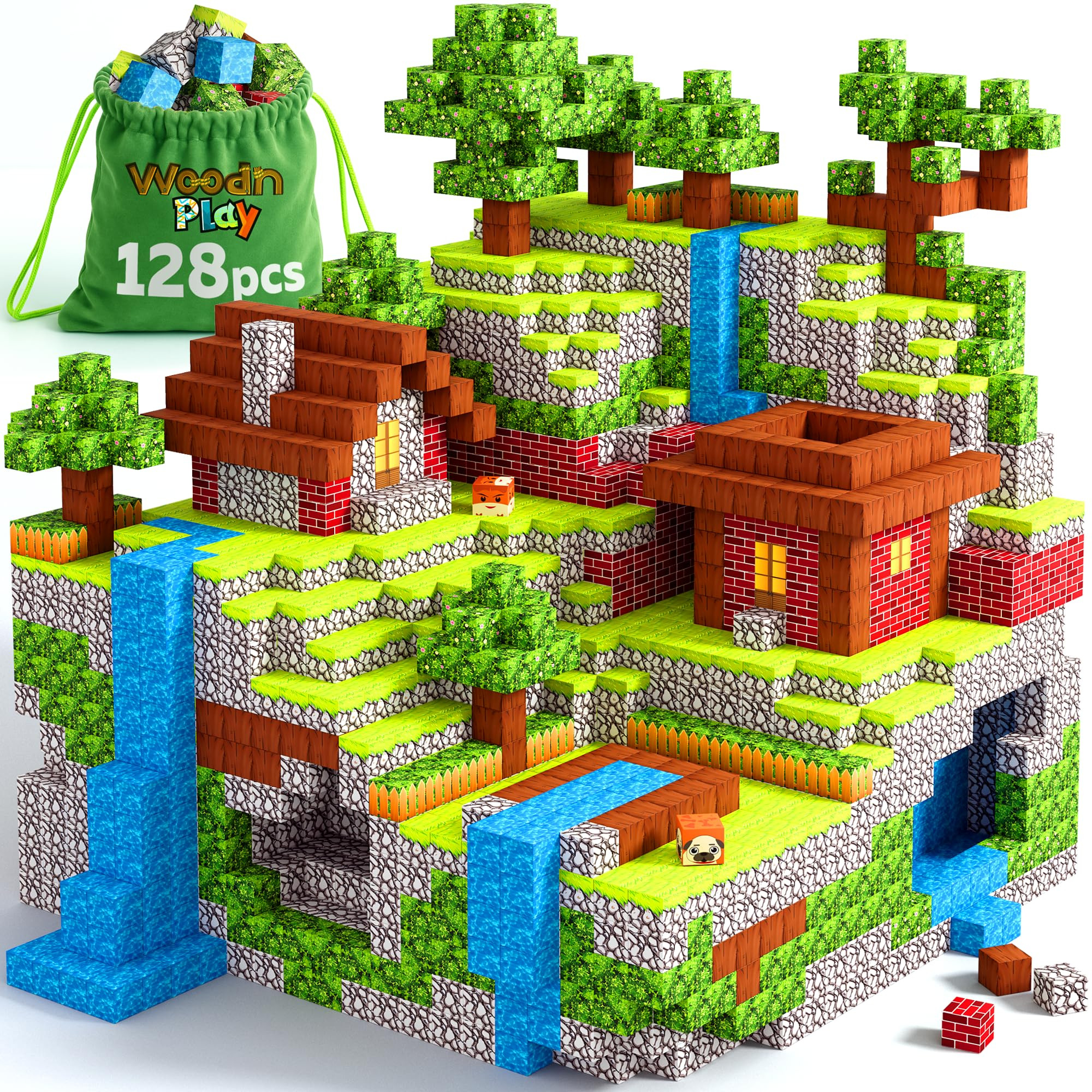 Magnetic Blocks Cubes 128PCS - STEM Cube Building Blocks & Magnet Cubes, Fidget, Montessori for K... | Amazon (US)