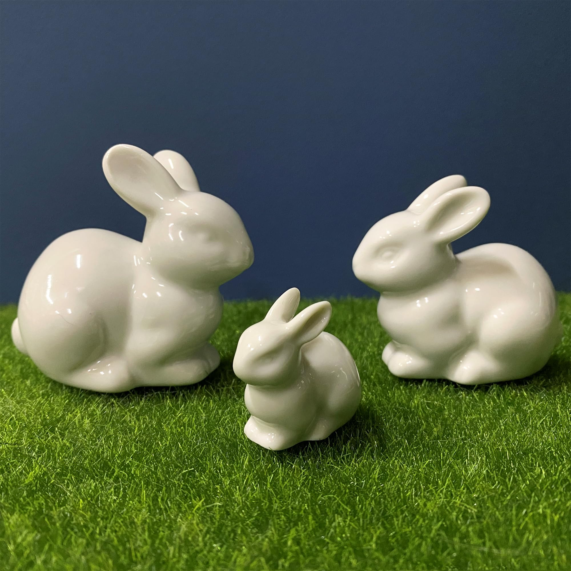 Set of Mini Ceramic Rabbit Figurines, Porcelain Easter Bunny Decorations for Home, Tabletop Ornam... | Amazon (US)