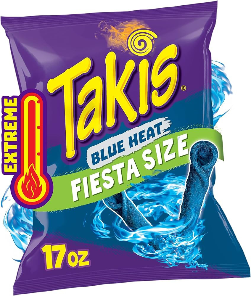 Takis Blue Heat 17 oz Fiesta Size Bag, Hot Chili Pepper Flavored Extreme Spicy Rolled Tortilla Ch... | Amazon (US)