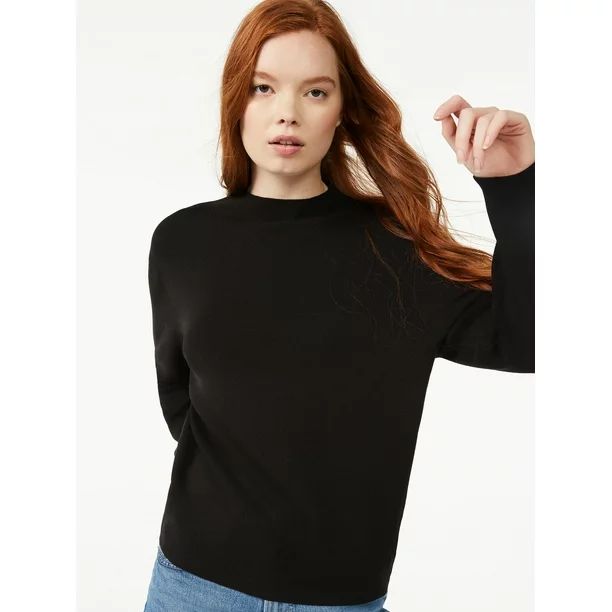 Free Assembly Women's Boxy Cropped Sweater with Long Sleeves - Walmart.com | Walmart (US)