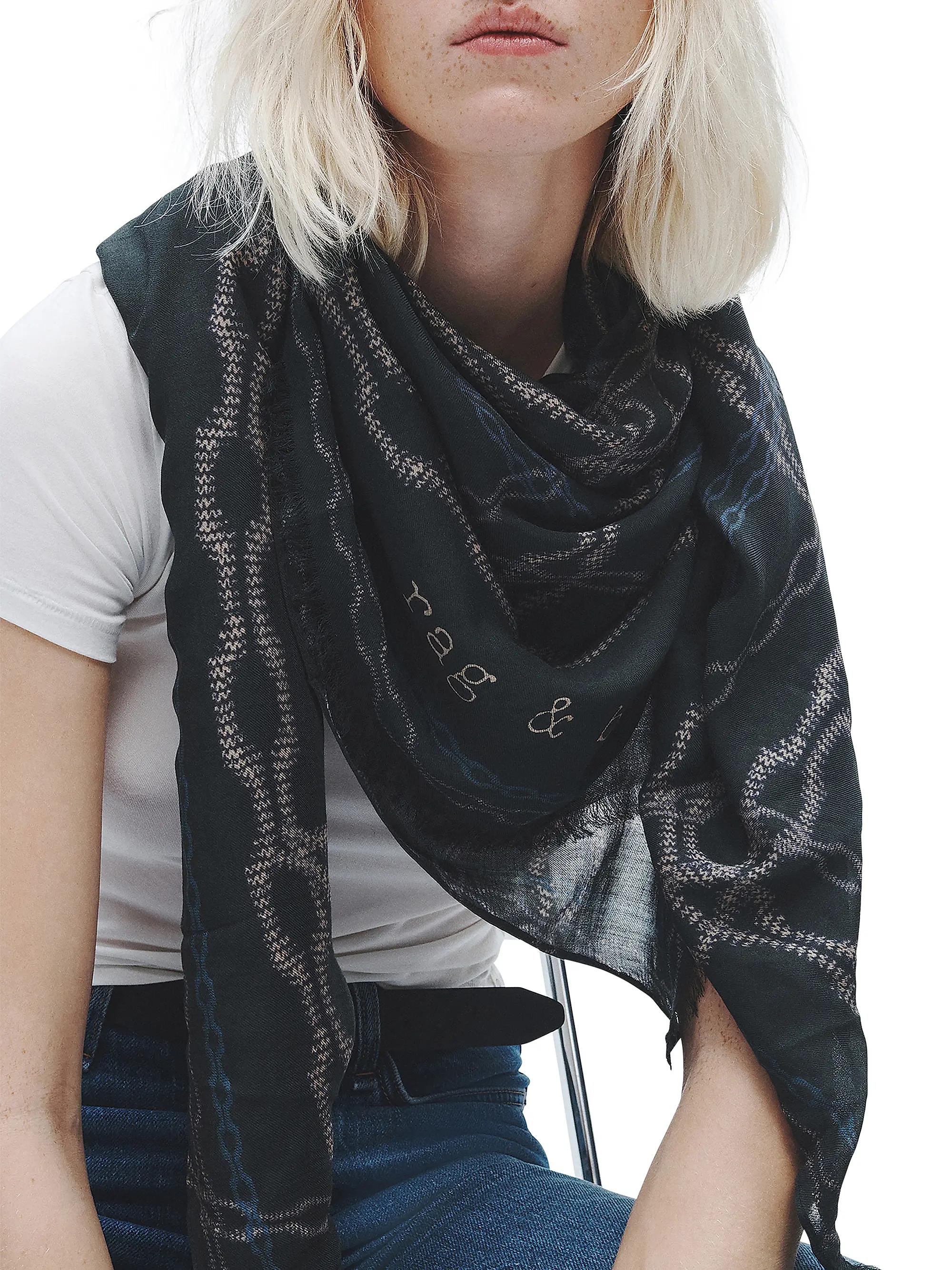 Shop rag & bone Pea Status Cotton Square Scarf | Saks Fifth Avenue | Saks Fifth Avenue