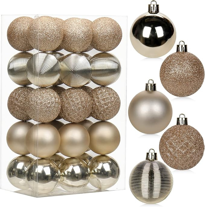 30PCS 1.97" Christmas Ball Ornaments Shatterproof Brown Christmas Tree Decorations Xmas Tree Ball... | Amazon (US)