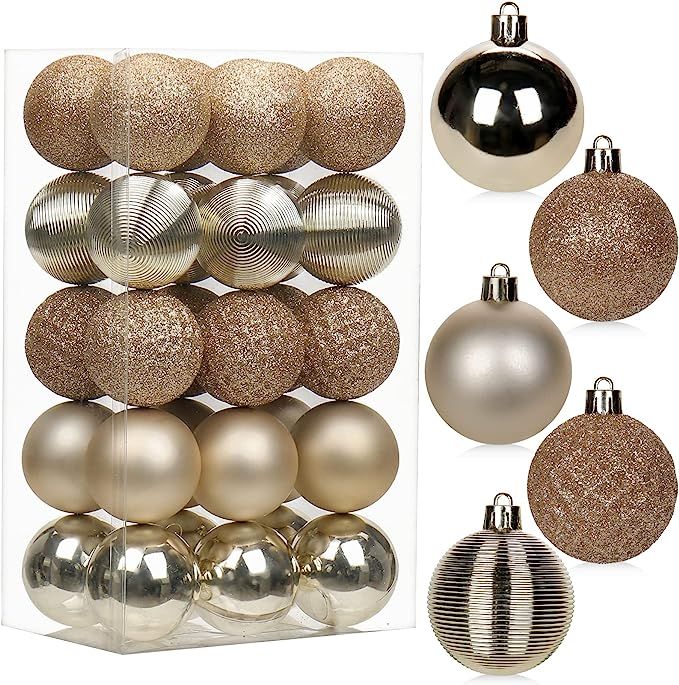 30PCS 1.97" Christmas Ball Ornaments Shatterproof Brown Christmas Tree Decorations Xmas Tree Ball... | Amazon (US)