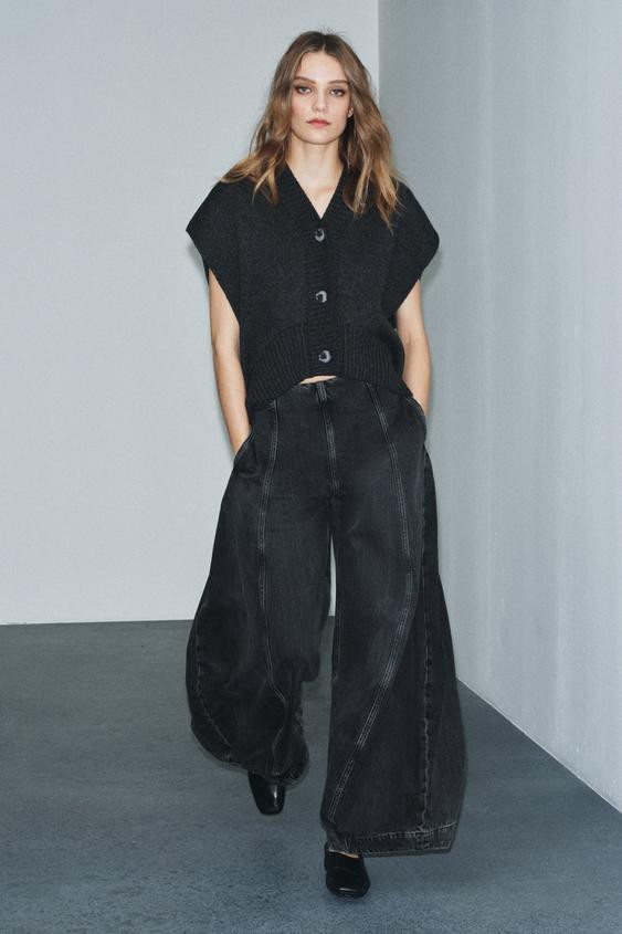 ZW COLLECTION BALLOON HIGH-RISE JEANS | Zara US