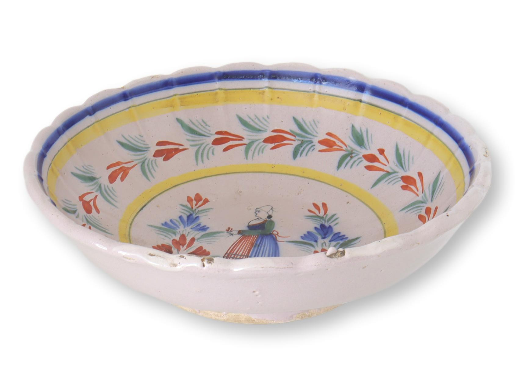 Antique French Quimper Serving Bowl - Yellow | One Kings Lane