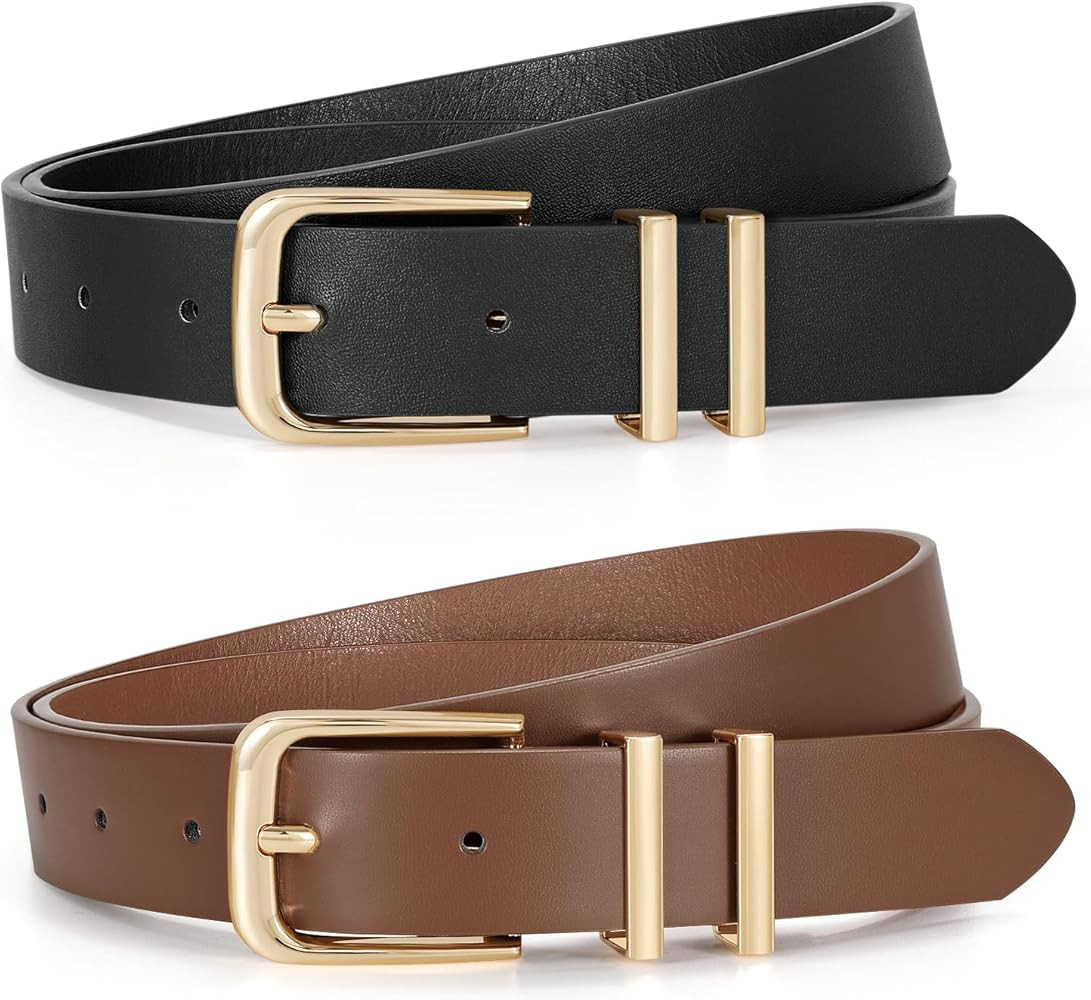 JASGOOD 2 Pack Women Belts For Jeans Pants Dresses Ladies Leather Waist Belts | Amazon (CA)