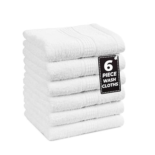 LANE LINEN 6 PC Wash Cloths Bathroom Set -100% Cotton Highly Absorbent Washcloths Bulk, Premium Spa & Hotel Quality Wash Clothes - White | Amazon (US)