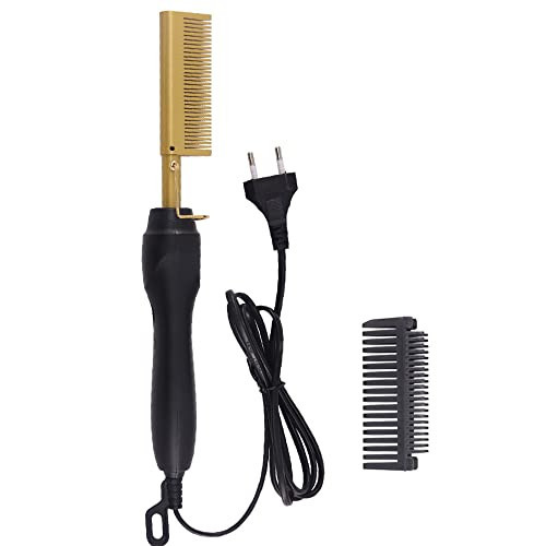 Heat Hot Ceramic Curling Electric Straightening Pressing Comb Hair Straightener Curler For Natural Hair and Beards Flat Iron Designed | Amazon (US)