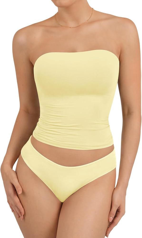 ATHMILE Women Sexy Tube Top Summer Y2K Going Out Double Lined Basic Tank Top | Amazon (US)