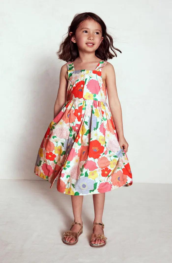 Mini Boden Kids' Remy Floral Button-Up Cotton Sundress | Nordstrom | Nordstrom