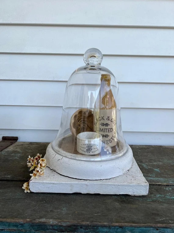 Absolutely Gorgeous Vintage Glass Bell Jar Cloche Paired With - Etsy | Etsy (US)