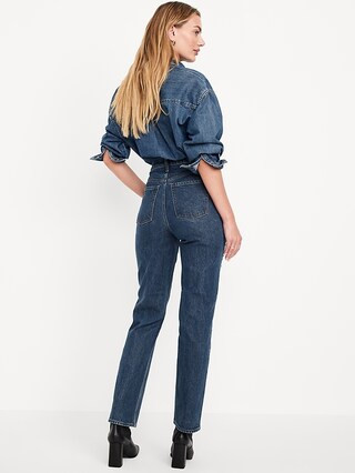 Extra High-Waisted Studded Straight Jeans | Old Navy (US)