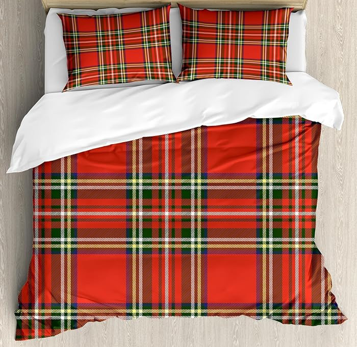 Ambesonne Plaid Duvet Cover Set, European Western Culture Inspired Abstract Irish Vintage Classic... | Amazon (US)