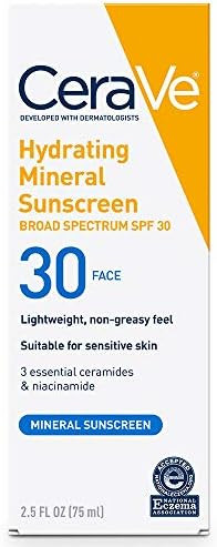 CeraVe 100% Mineral Sunscreen SPF 30 | Face Sunscreen with Zinc Oxide & Titanium Dioxide for Sens... | Amazon (US)