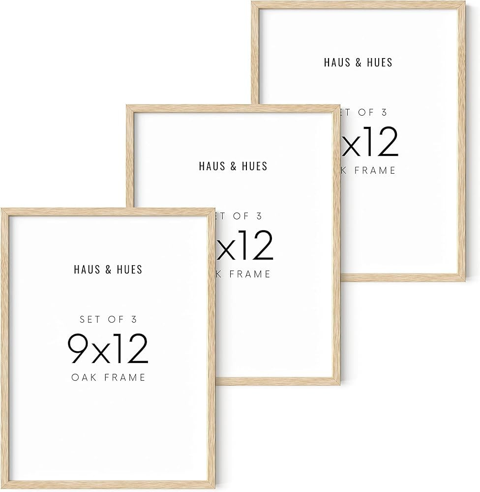 HAUS AND HUES Set of 3 9x12 Picture Frame - 9x12 Frame Wooden Picture Frames, 9 X 12 Frame Natura... | Amazon (US)