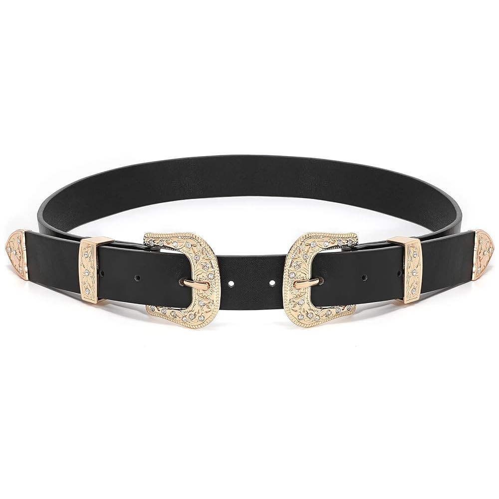 XZQTIVE Women Leather Belt Ladies Vintage Western Belt Retro Cowgirl Leather Belt Black Waist Bel... | Amazon (US)