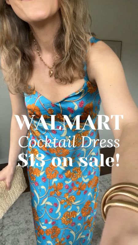 Walmart satin slip dress now just $13.30, fully stocked in women’s and women’s plus sizes in this floral print as well as solid black. I’m wearing my tts small. Cocktail wedding guest date night vacation outfit 

#LTKstyletip #LTKfindsunder50 #LTKsalealert