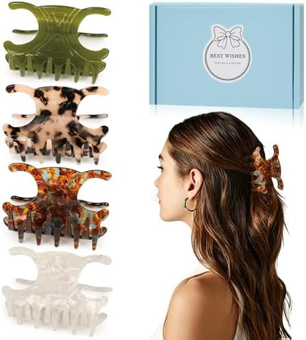 Premium Acetate Butterfly Hair Clips, 4 Pack Medium Claw Clips for Women – Strong Hold Butterfl... | Amazon (US)