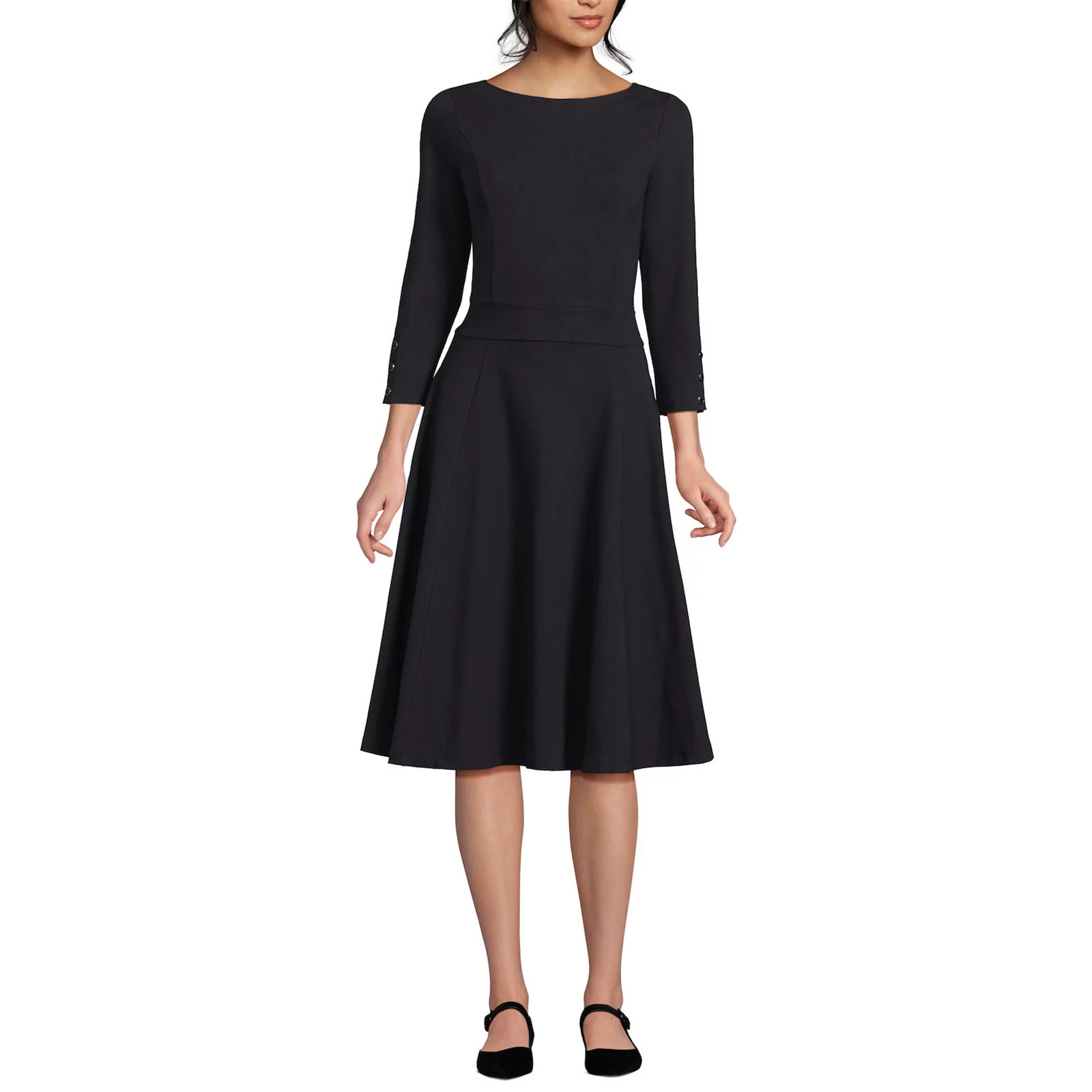 Women's Lands' End Starfish 3/4 Sleeve Dress, Size: Large, Black | Kohl's