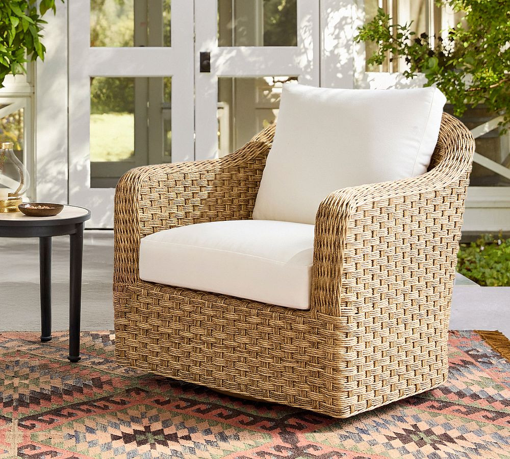 Boca Wicker Outdoor Swivel Lounge Chair | Pottery Barn (US)