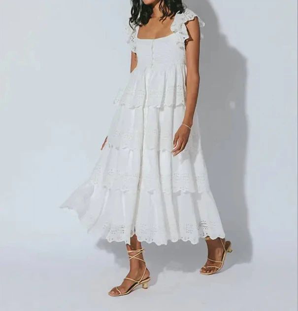 Summer Ankle Dress in Ivory | Shop Premium Outlets