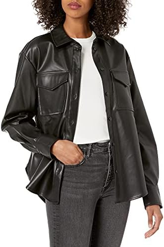 The Drop Women's @Lisadnyc Faux Leather Long Shirt Jacket | Amazon (US)