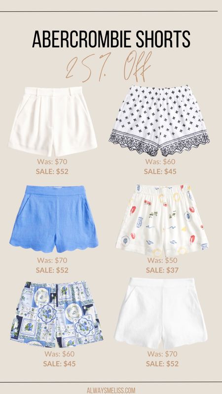 Abercrombie shorts sale is live! They have so many cute ones!! Get 25% off shorts + 15% off almost everything else. Use code JENREED to save an additional 15% off!

Abercrombie
Women’s Shorts 
Linen Shorts

#LTKFindsUnder100 #LTKStyleTip #LTKSaleAlert
