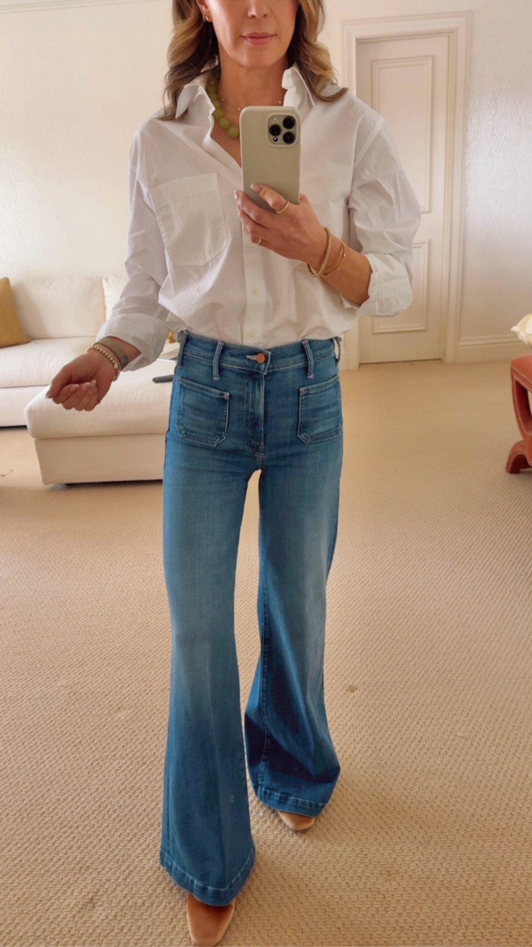 The most flattering jeans. TTS wearing 25. Great spring outfit with white blouse and statement necklace. Could add scarf

#LTKgrwm #LTKPetite #LTKOver40