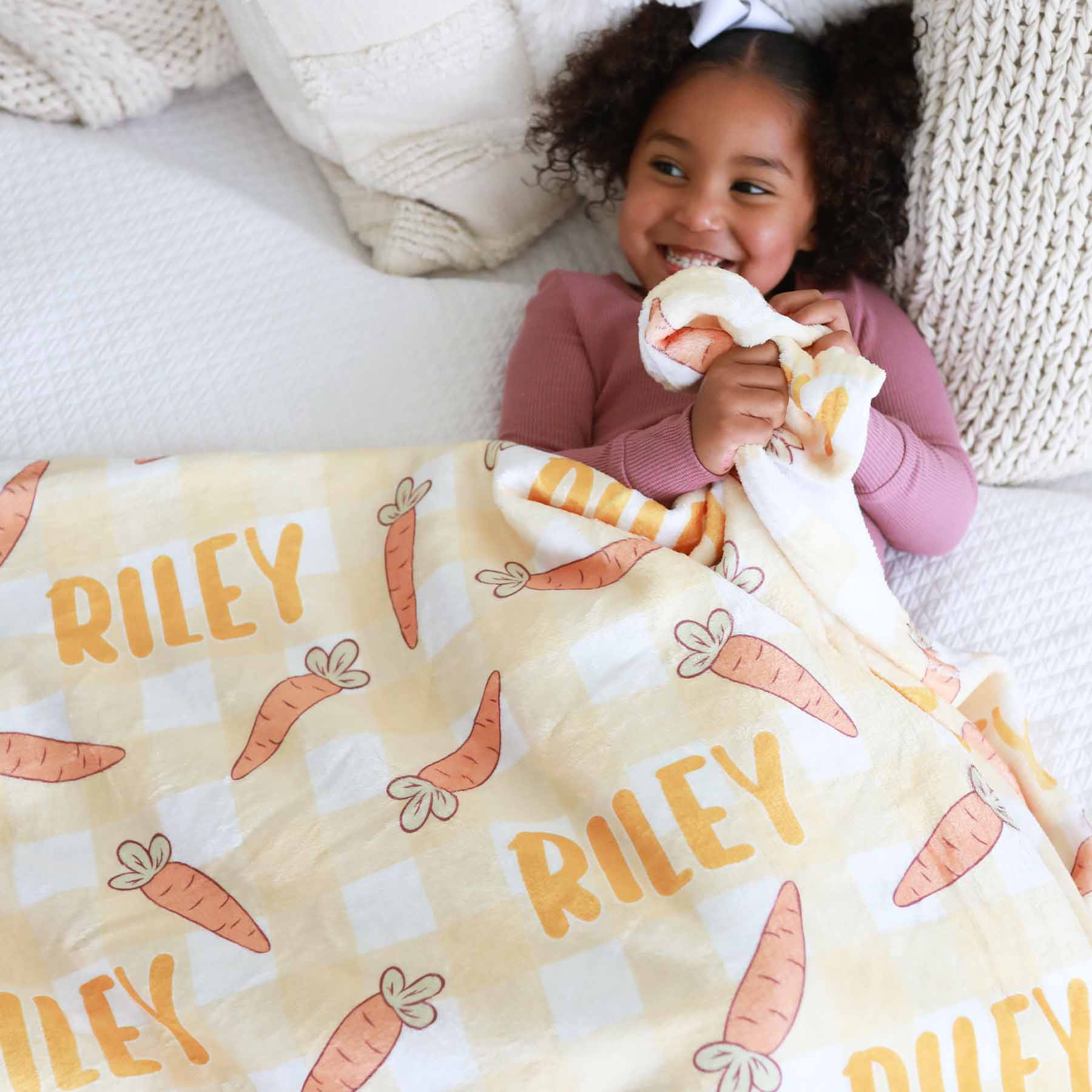 Yellow Gingham Personalized Kids Blanket | Caden Lane