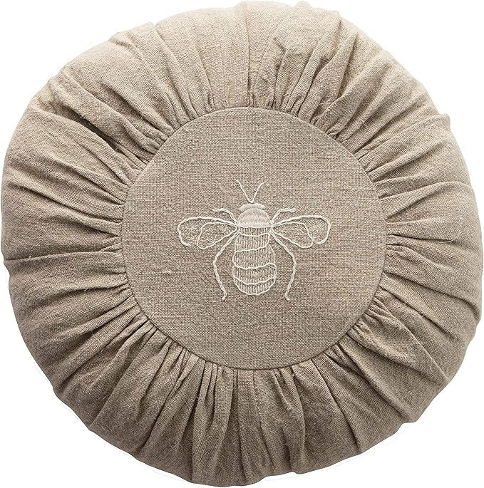 Creative Co-Op Linen Embroidered Bee, Natural Pillow | Amazon (US)