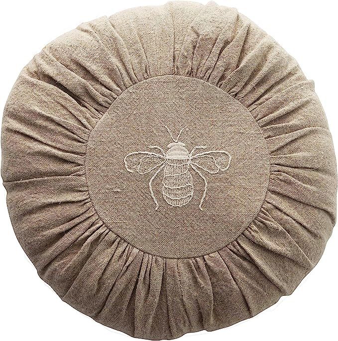 Creative Co-Op Linen Embroidered Bee, Natural Pillow | Amazon (US)