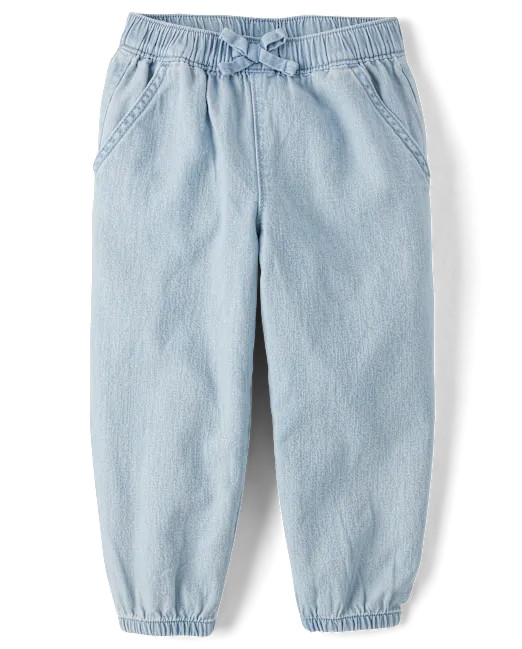 Baby And Toddler Girls Chambray Baggy Pull On Jogger Pants - blue | The Children's Place