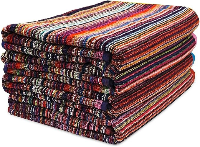 Bath Towel Set 4 Pack,30 x 60 Inches Large 100% Cotton Stripe Bath Towel Soft,Absorbent and Quick... | Amazon (US)