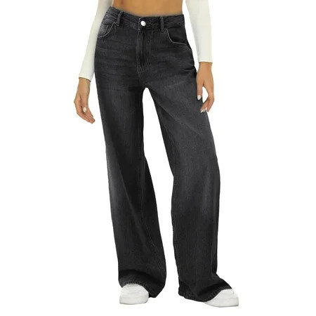 adviicd Loose Jeans for Women Women s Heritage Loose Straight Trouser Jeans (Black L) | Walmart (US)