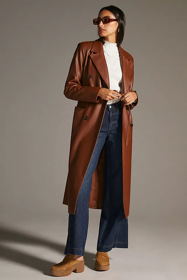 Avec Les Filles Faux Leather Trench Coat | Anthropologie (US)