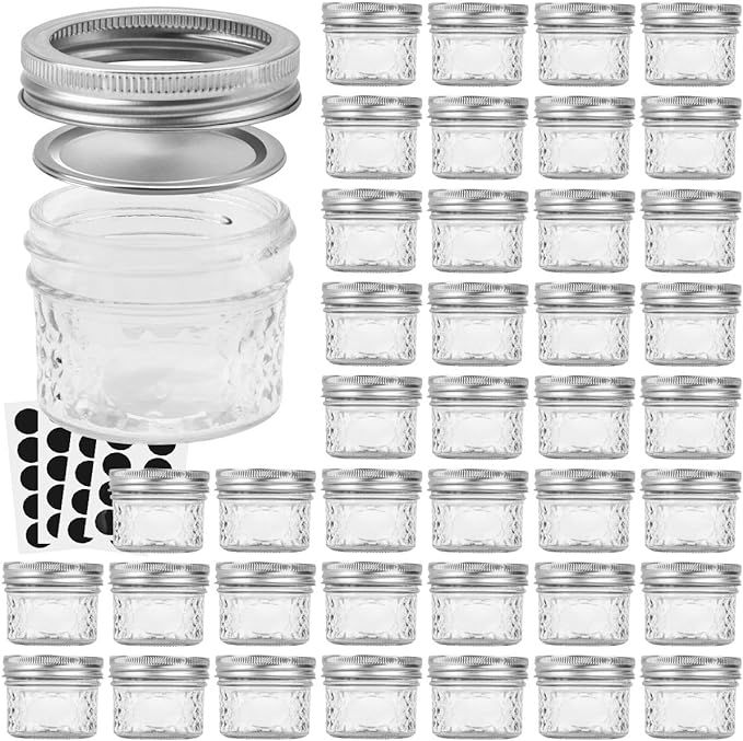 VERONES Mason Jars Canning Jars, 4 OZ Jelly Jars With Regular Lids, Ideal for Jam, Honey, Wedding... | Amazon (US)