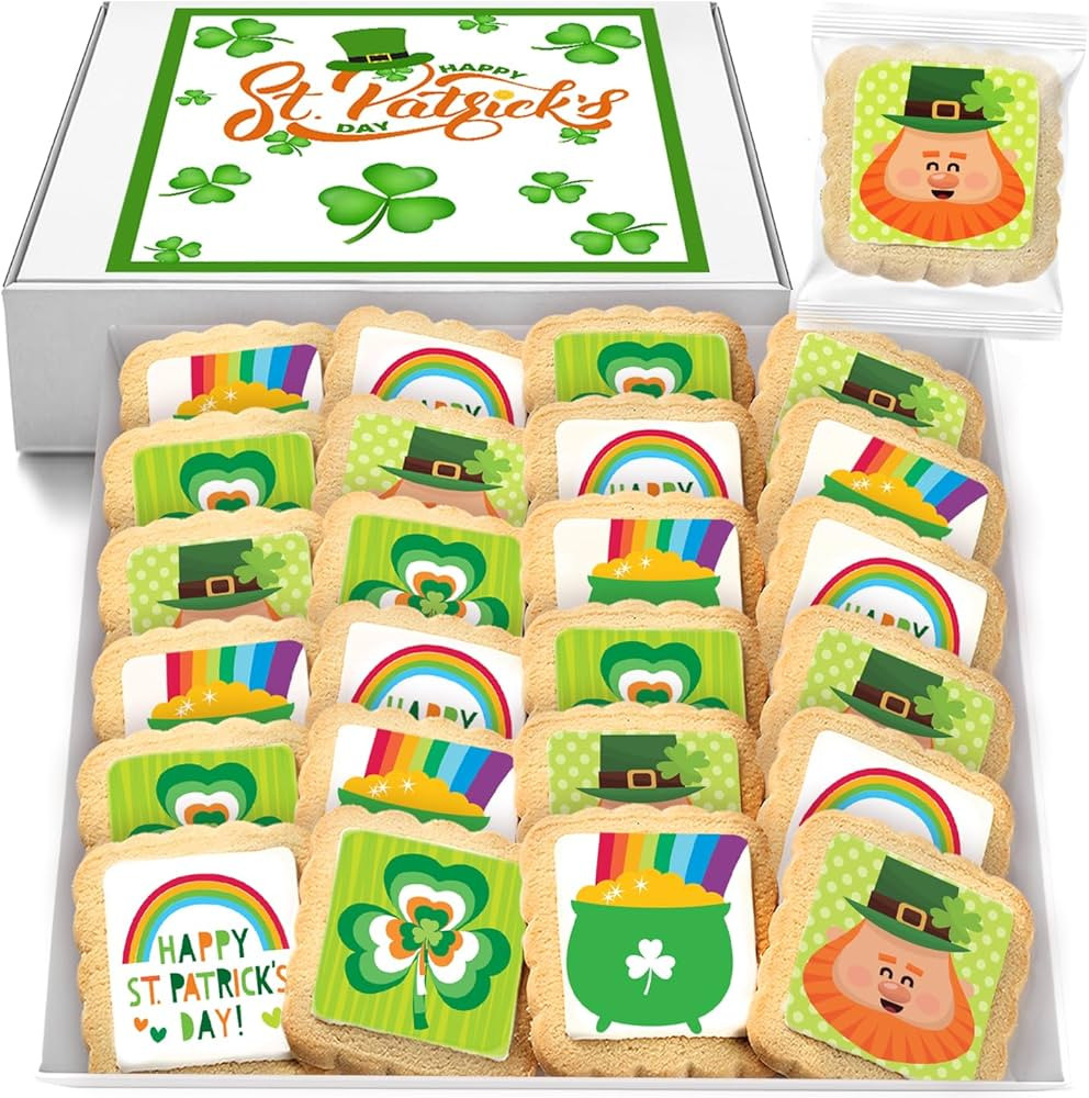 St Patricks Day Cookies 24 Pack Decorated | INDIVIDUALLY WRAPPED Saint Patrick Sugar Cookies Part... | Amazon (US)