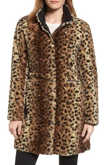 Women's Via Spiga Reversible Faux Leopard Fur Coat | Nordstrom