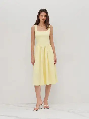 Wedding Wedding Guest Dress wedding guest wedding special occasion dresses Woven Linen-blend Squa... | Cider