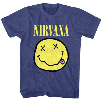 Men's Nirvana Crewneck Graphic T-Shirt - Heathered Blue XXL | Target