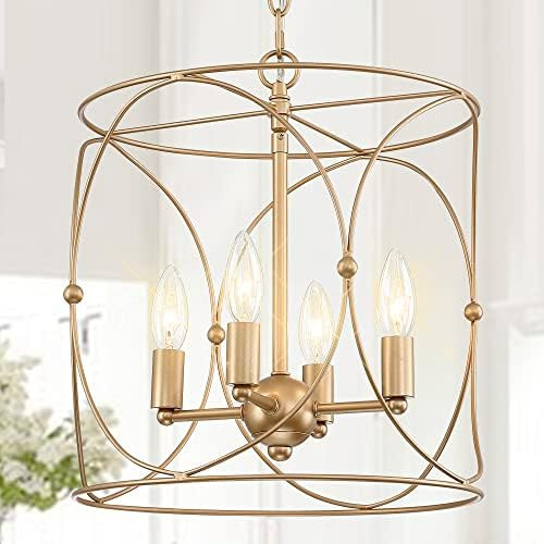 Untrammelife 4-light Rose Gold Chandelier, Modern Adjustable Height Cage Pendant Lights Kitchen Isla | Amazon (US)