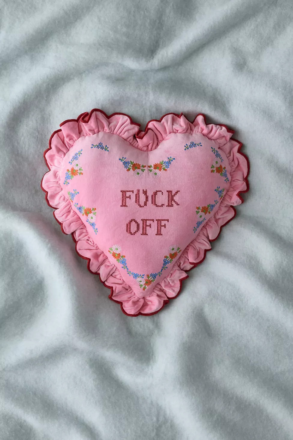 Ruffle Heart Velvet Throw Pillow | Urban Outfitters (US and RoW)