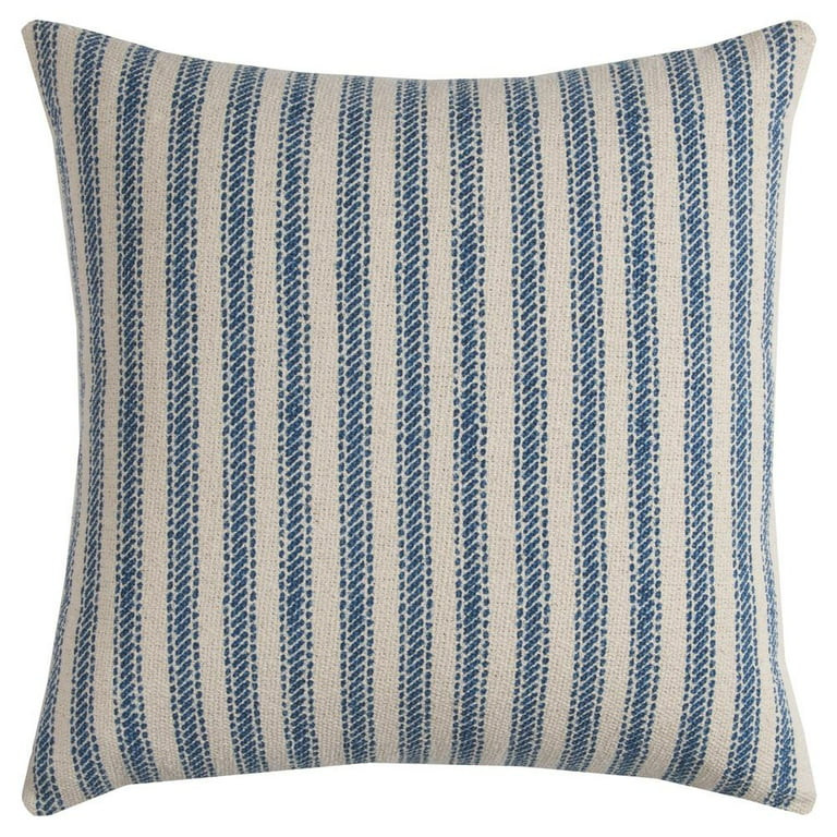 Rizzy Home Ticking Stripe 20" x 20" Poly Pillow with Cotton Cover-Blue/Natural | Walmart (US)