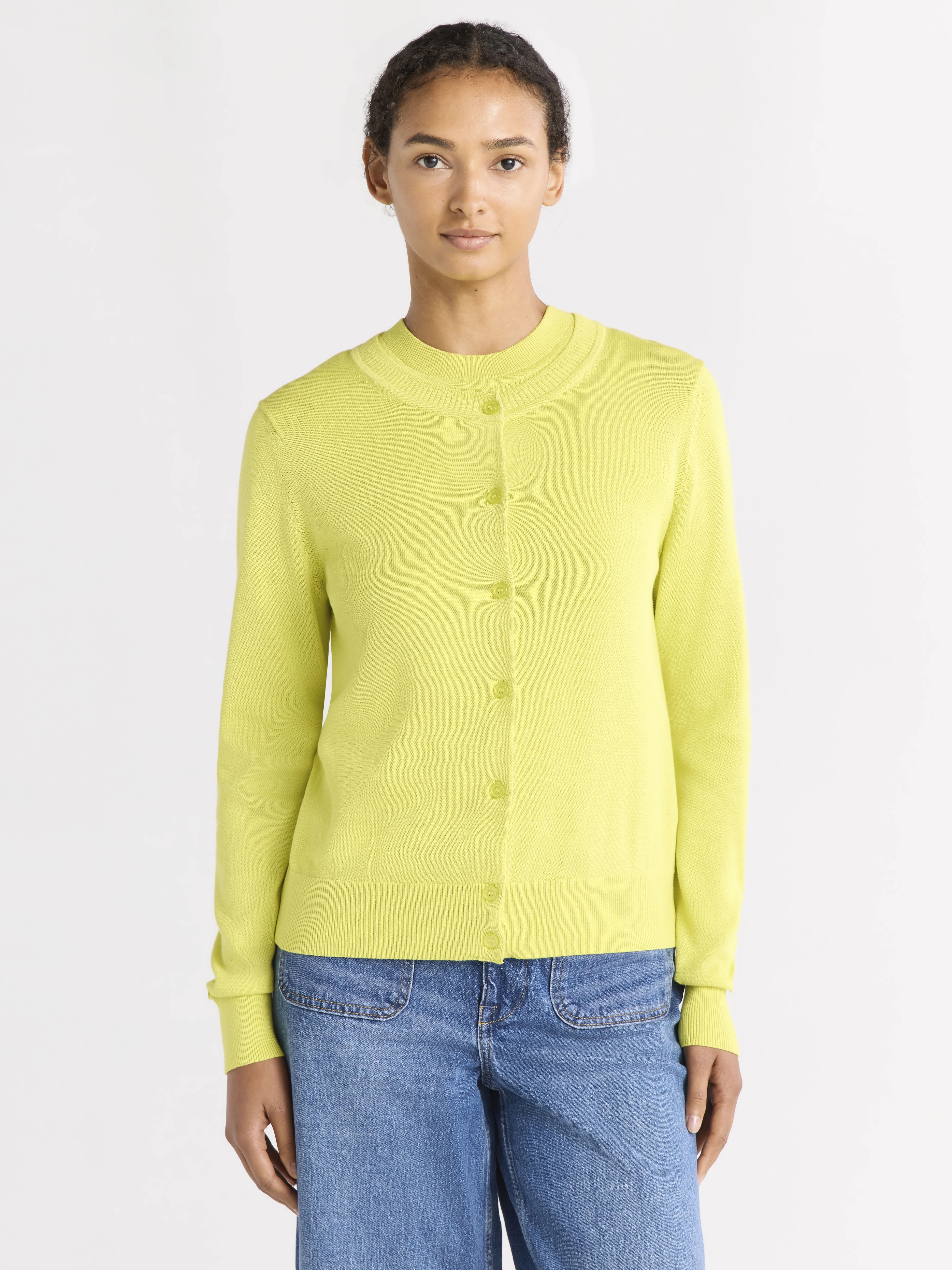 Free Assembly Women's Crewneck Cardigan Sweater, Lightweight, Sizes XS-XXL | Walmart (US)