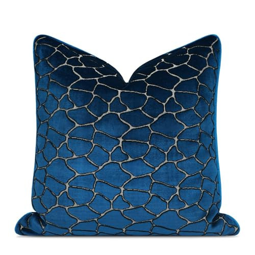 AIBU HOME Luxury Blue Cut Pile Velvet Pillow Covers 18x18 with Raised Textured Pattern(Not a Print), Thick Soft Decorative Throw Pillow Cushion Cases for Sofa & Bed with Invisible Durable Zipper | Amazon (US)
