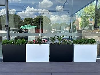 Large Metal Planter 38" x 13" 30" - Tall Rectangular Planter for Outdoor Patio/Porch Modern Desig... | Amazon (US)