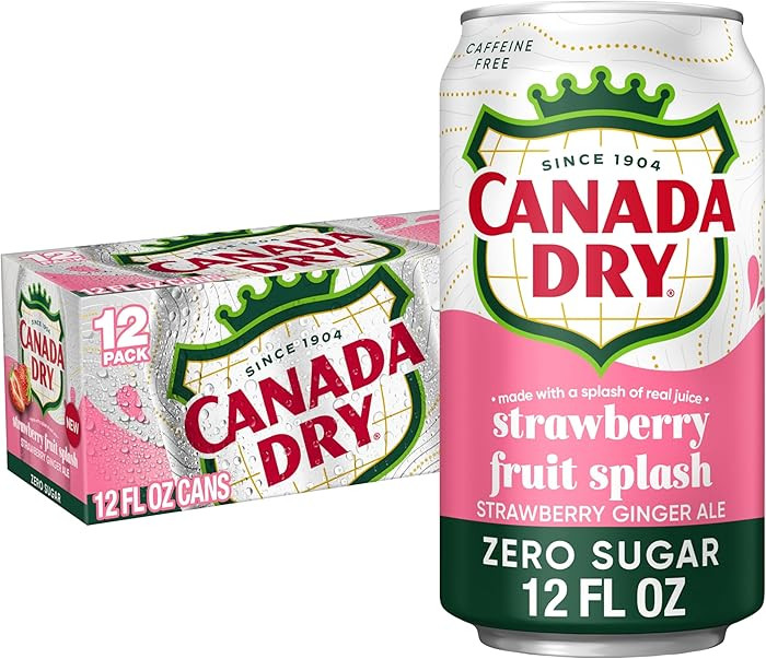Canada Dry Fruit Splash Strawberry Ginger Ale Zero Sugar Soda, 12 fl oz cans, 12 pack | Amazon (US)